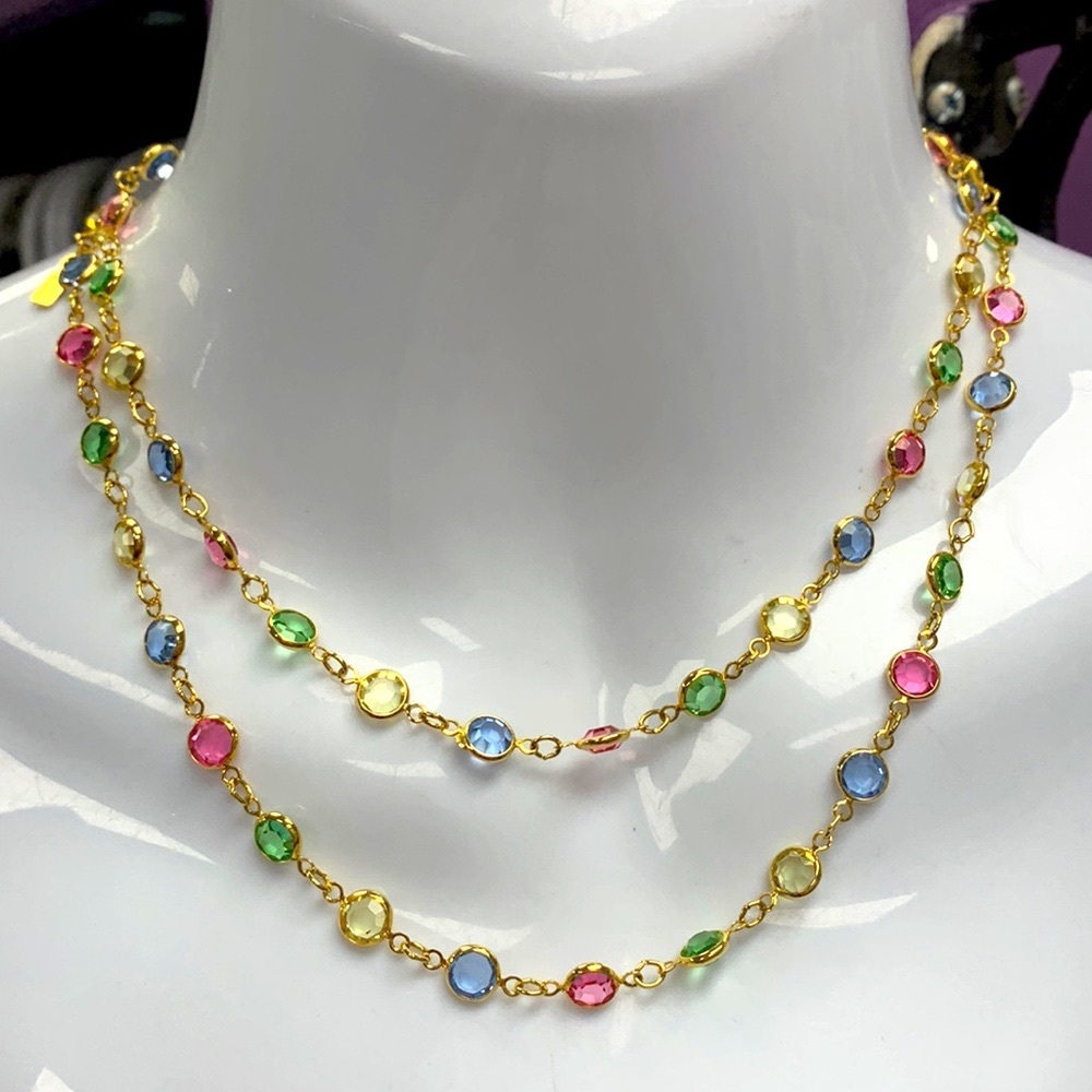 Vintage Swarovski Crystal Necklace 🦋 Swan Signed Hangtag 🦋 BEAUTIFUL PASTELS